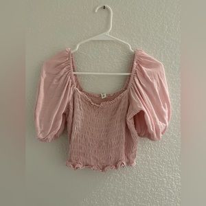 LIGHT PINK PUFFER SLEEVE TOP